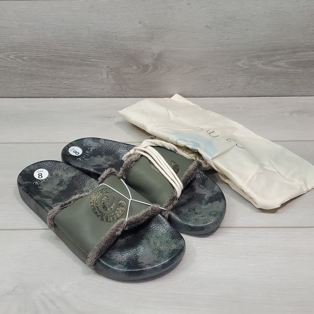 NEW Johnny Was Calme Womens Camo Space Slide Sandals Flip Flop shoes sz 8M